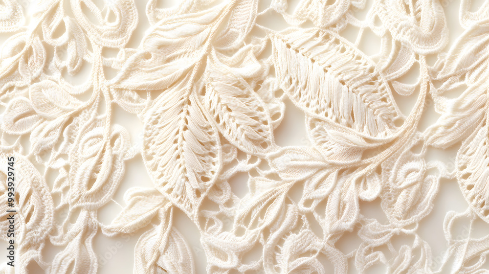 Cream Linen Lace with Leaf and Vine Design Cream Linen Lace with Leaf and Vine Design