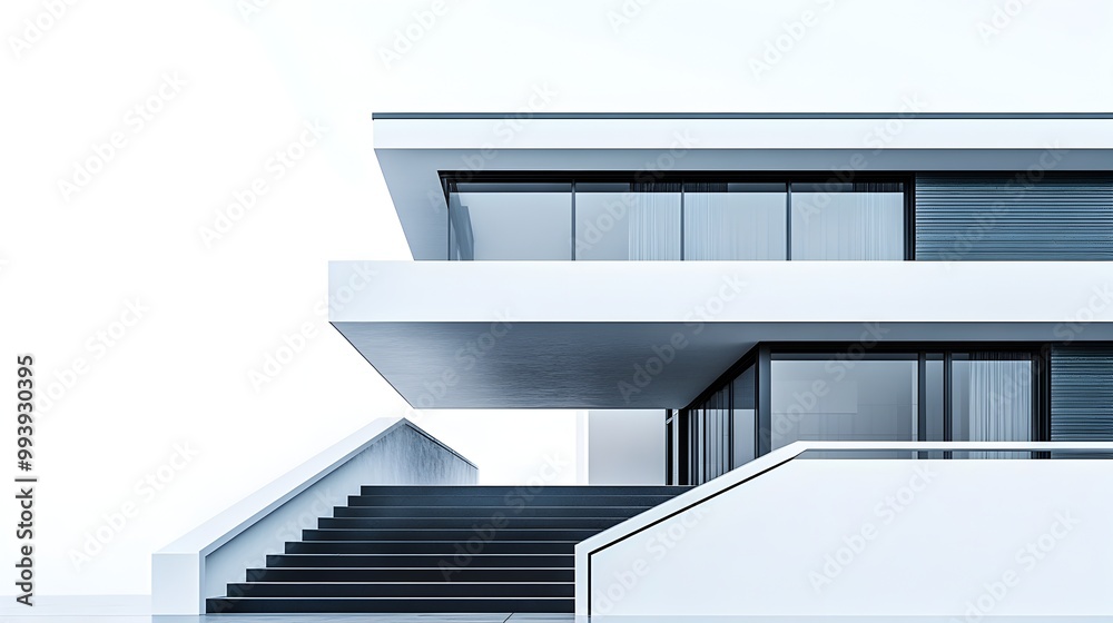 Striking Minimalist Architecture with Geometric Facade and Contrasting Shadows Striking Minimalist Architecture with Geometric Facade and Contrasting Shadows