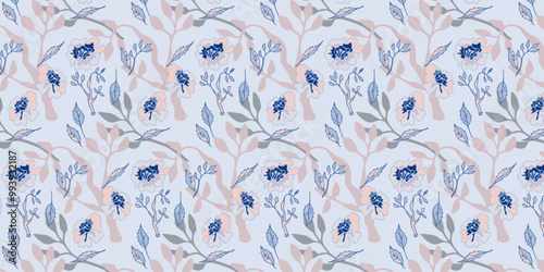 Seamless vector pattern of circles and leaves for bed linen, wallpaper and textures