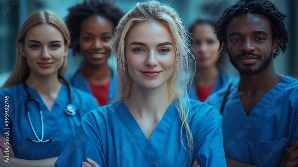 Group Of HAPPY Nursing Standing Together Group Of HAPPY Nursing Standing Together