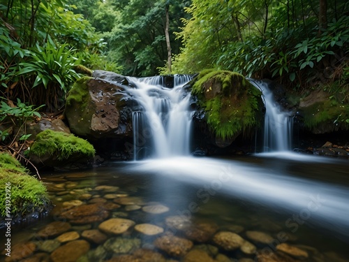Small forest waterfall.