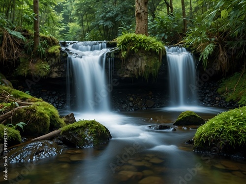 Small forest waterfall.