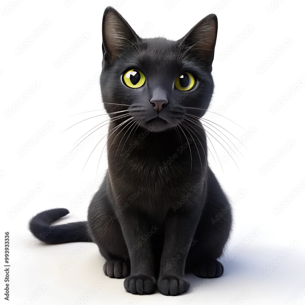 Fototapeta premium black cat isolated on white