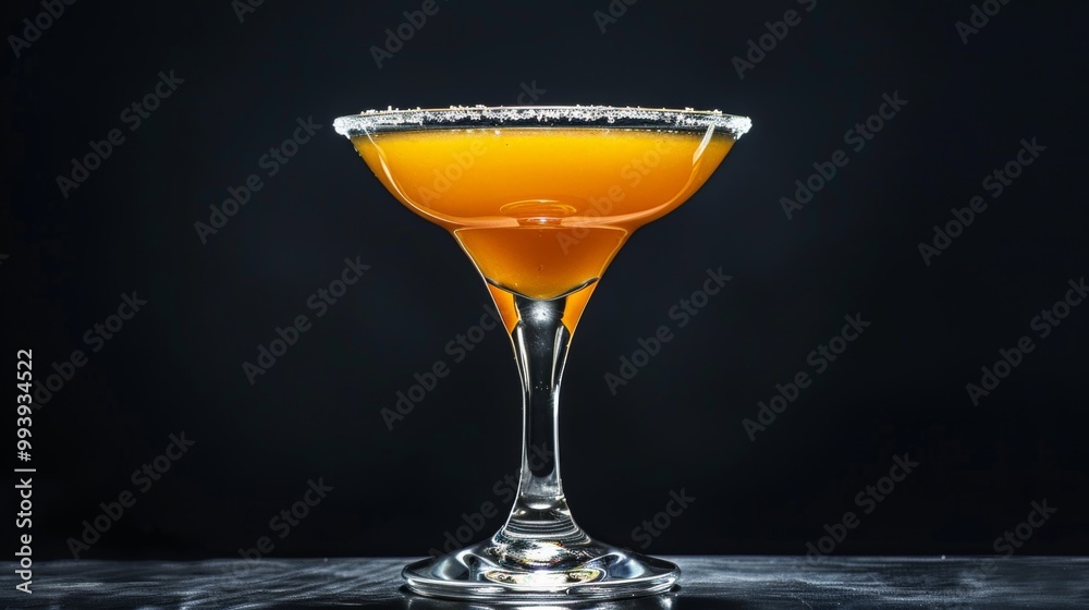 Sophisticated Martini Cocktail with Vibrant Orange Garnish on Dark Background Sophisticated Martini Cocktail with Vibrant Orange Garnish on Dark Background