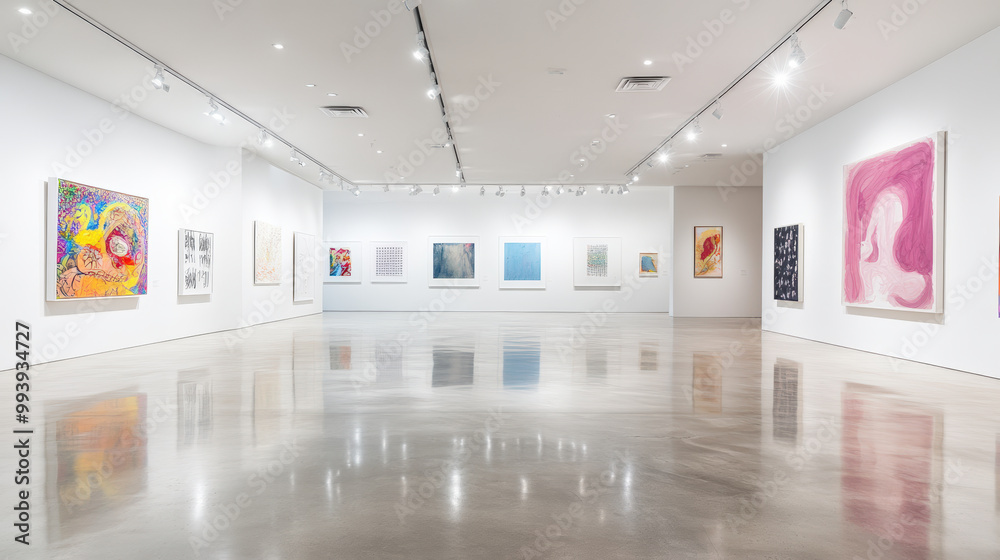 Obraz premium Modern Art Gallery Interior with White Walls