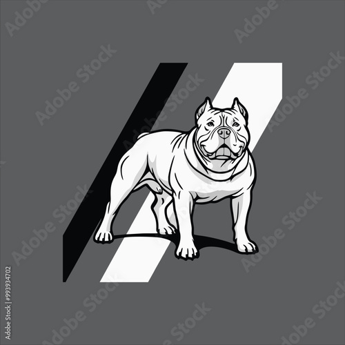 American Bully dog ​​vector illustration logo concept design