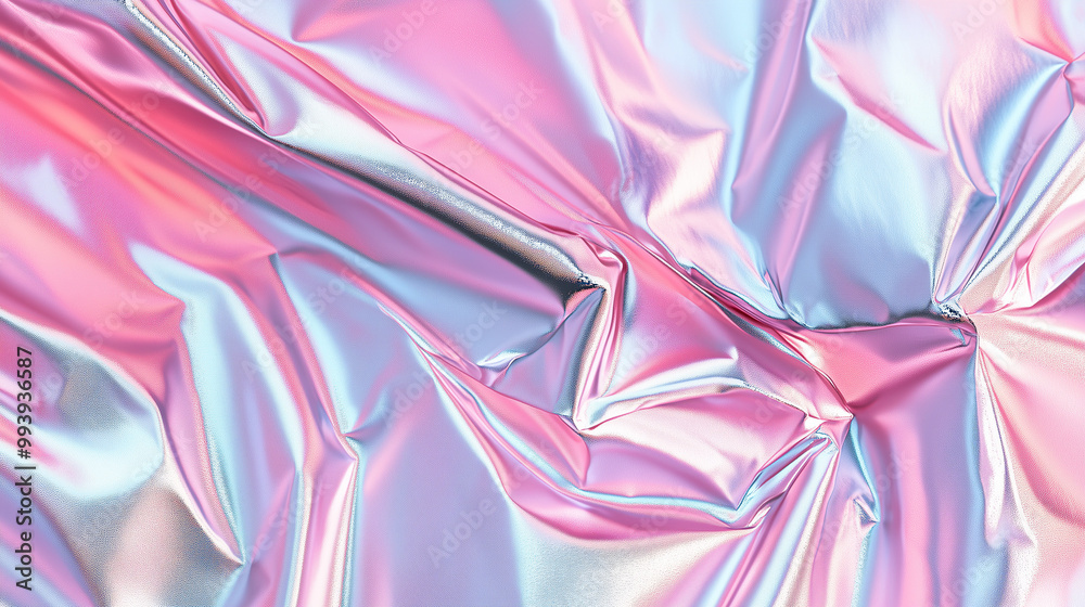 Fototapeta premium Iridescent Dreamscape: Dive into a mesmerizing texture of holographic foil, its shimmering surface reflecting a vibrant spectrum of colors. 