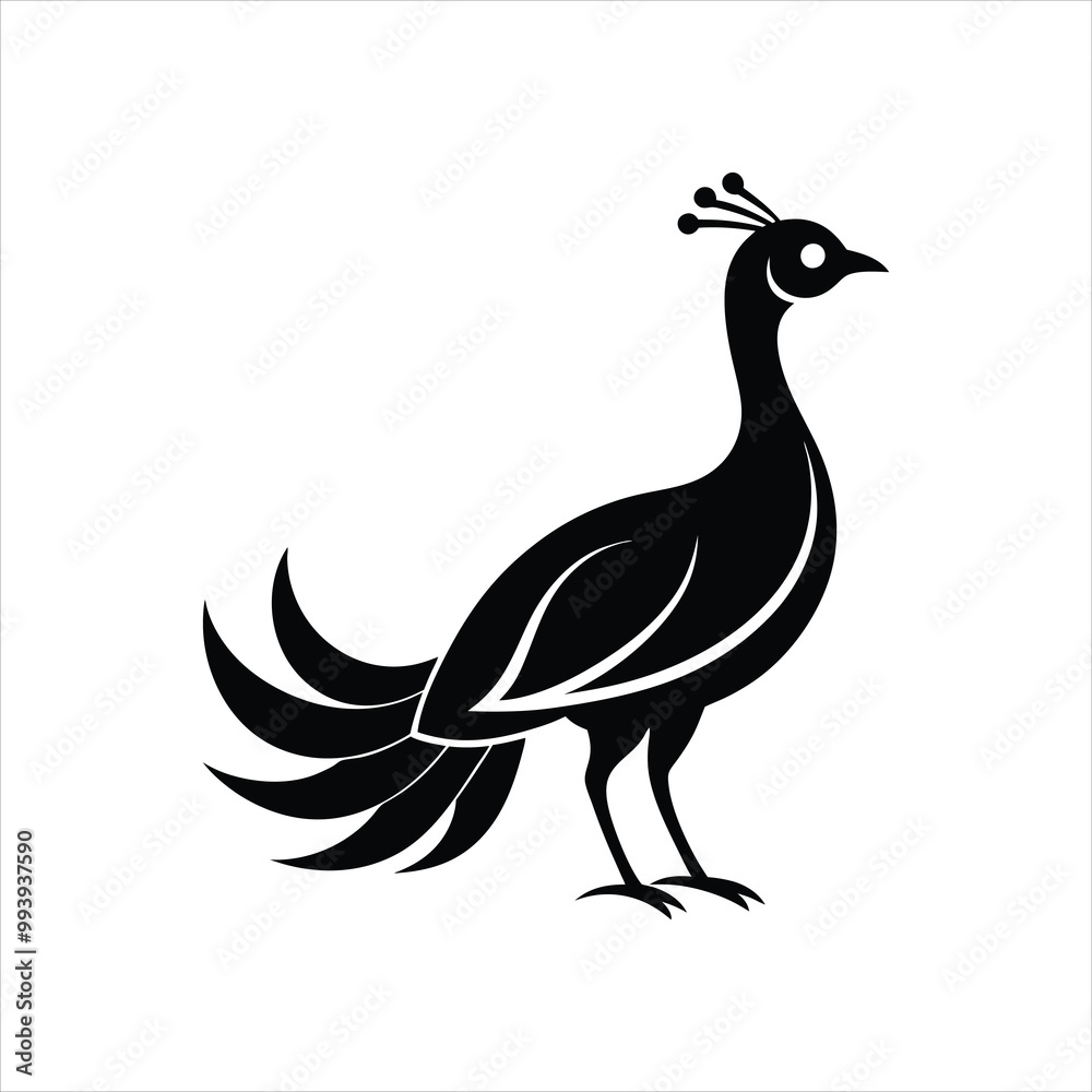 Fototapeta premium Peacock silhouette vector illustration. isolated on white background