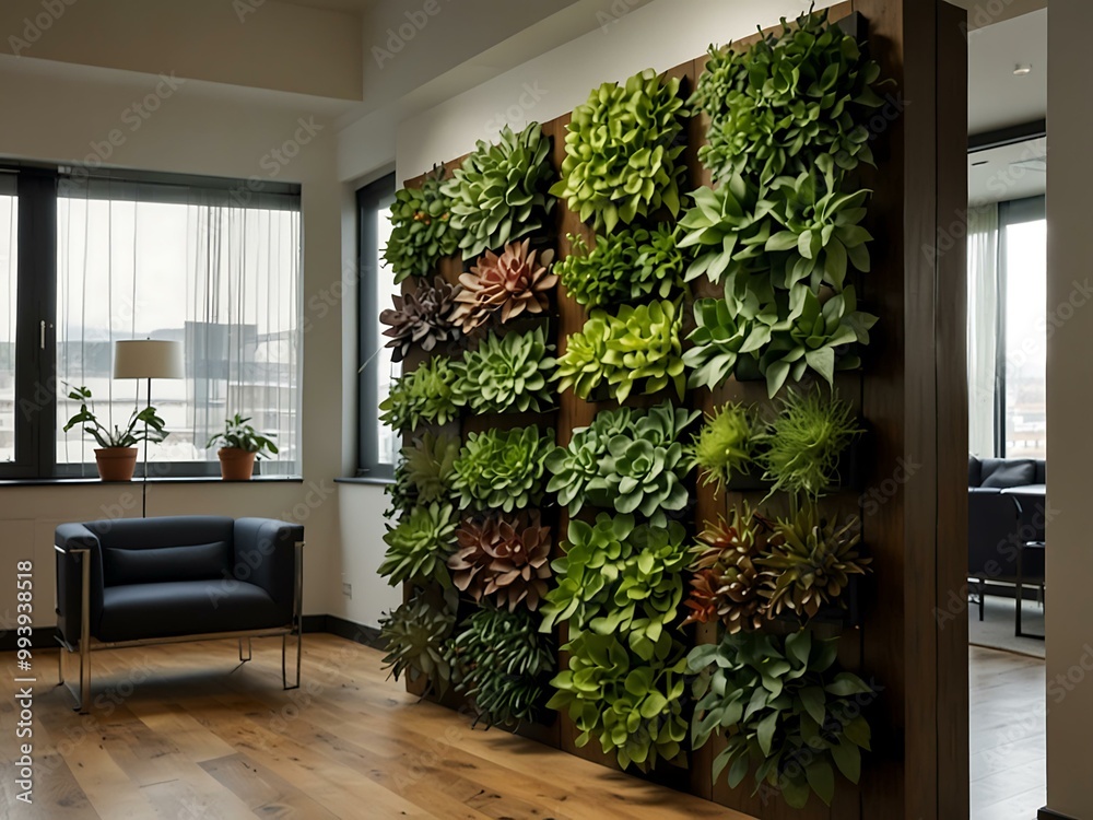 Vertical wall garden bringing nature indoors. Vertical wall garden bringing nature indoors.
