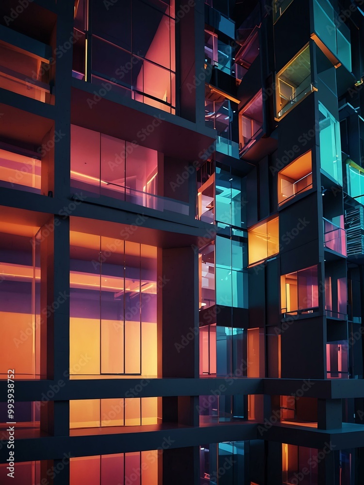 Vibrant 3D render of architectural design. Vibrant 3D render of architectural design.
