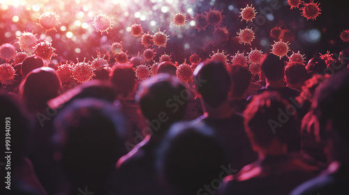 germs in the air attack a crowd of people on the street