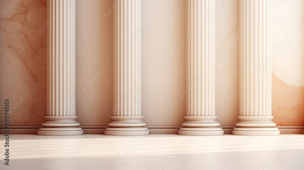 Majestic marble columns in elegant architectural interior Majestic marble columns in elegant architectural interior