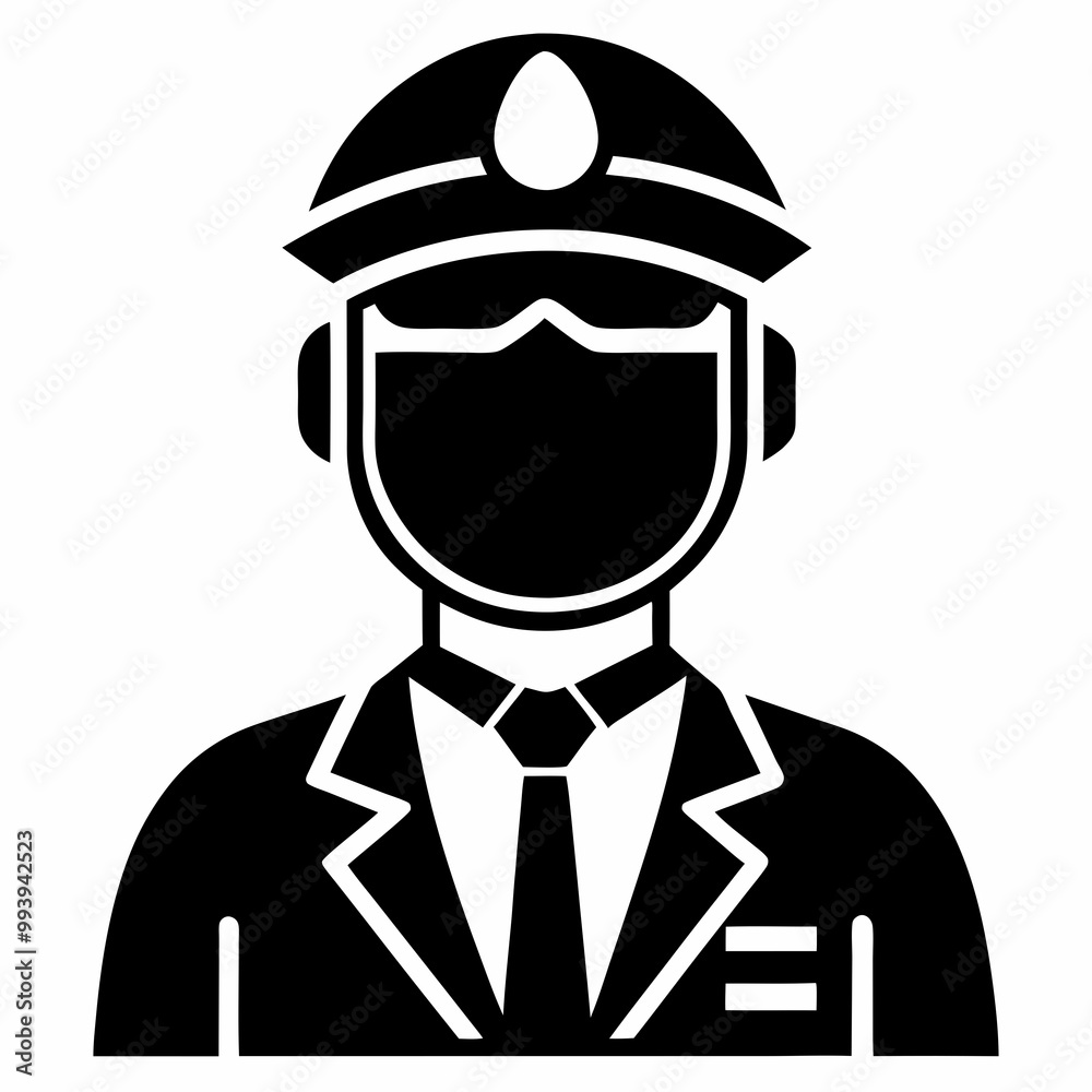Pilot Black Vector silhouette Pilot Black Vector silhouette