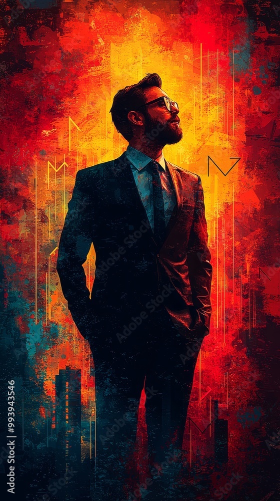 Obraz premium Entrepreneur Standing on Rising Success Graph