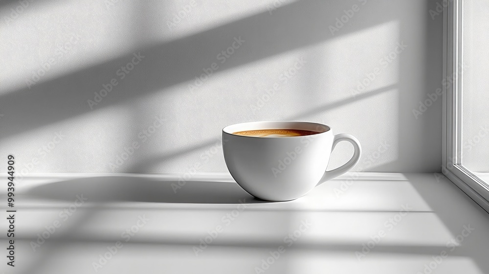 Minimalistic Coffee Cup on Plain White Surface for Modern Lifestyle and Design Aesthetics Minimalistic Coffee Cup on Plain White Surface for Modern Lifestyle and Design Aesthetics