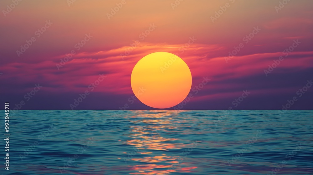 Breathtaking Sunset Over Serene Ocean Waves Reflecting Warm Glow Breathtaking Sunset Over Serene Ocean Waves Reflecting Warm Glow