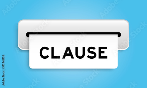 White coupon banner with word clause from machine on blue color background
