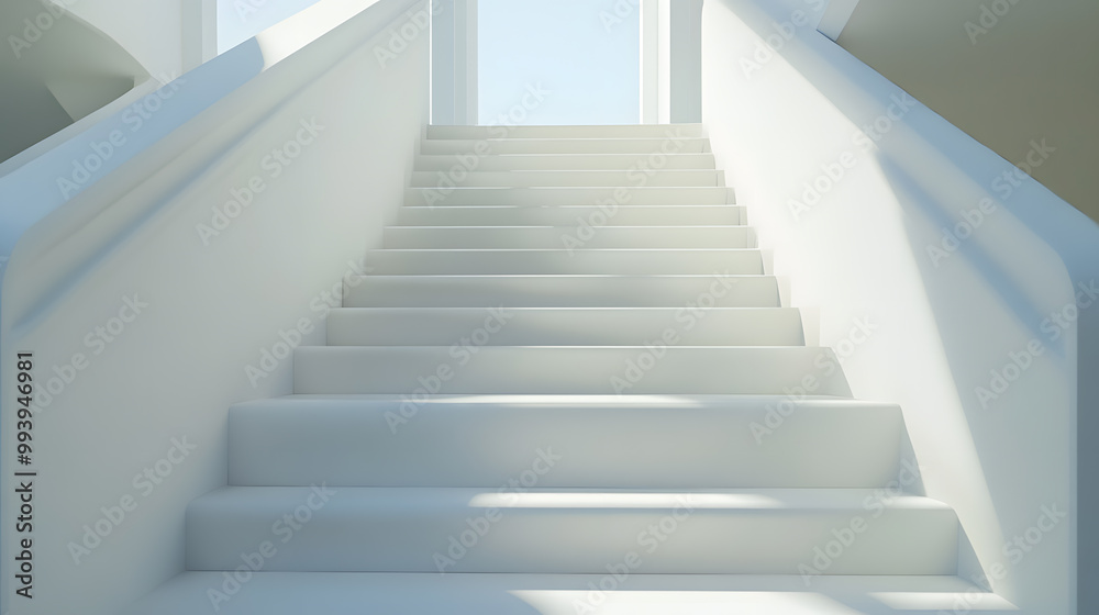 Abstract 3d white stair in daylight, bright Abstract 3d white stair in daylight, bright