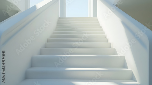 Abstract 3d white stair in daylight, bright