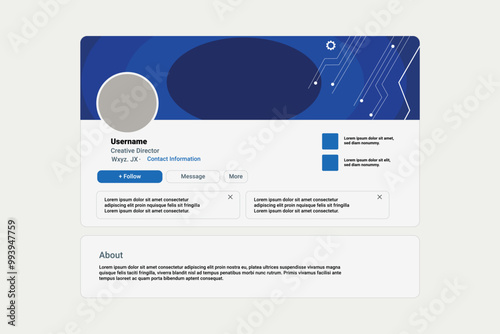 LinkedIn tech banner mockup template, cover photo, profile abstract banner mockup