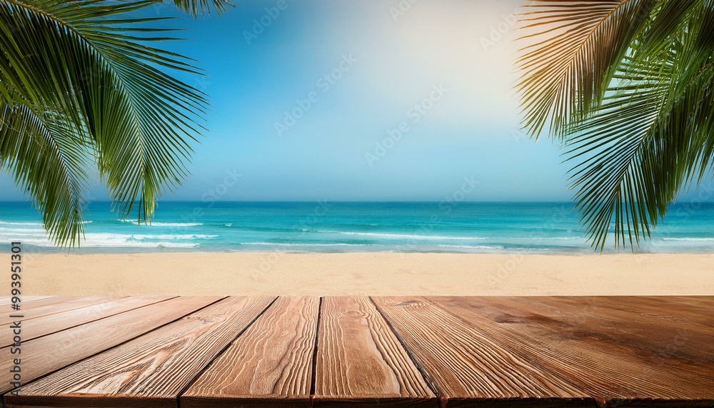 Wooden tabletop against the sea background for product presentation. Empty countertop on the beach with palm trees. Platform mockup with sunny sky.
Wooden tabletop against the sea background for product presentation. Empty countertop on the beach with palm trees. Platform mockup with sunny sky.