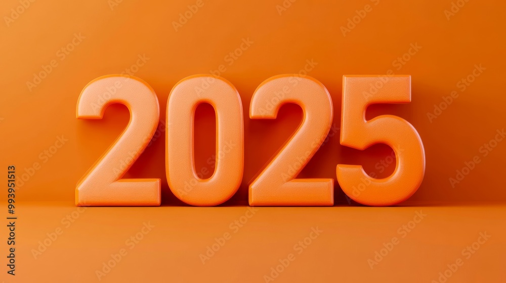 Year 2025 in orange bold numbers on minimalistic background in modern typography design for future concept Year 2025 in orange bold numbers on minimalistic background in modern typography design for future concept