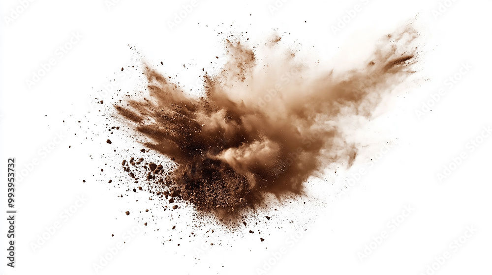 white background Brown Powder Dust Explosion Splash Isolated on White Background - white background Brown Powder Dust Explosion Splash Isolated on White Background -