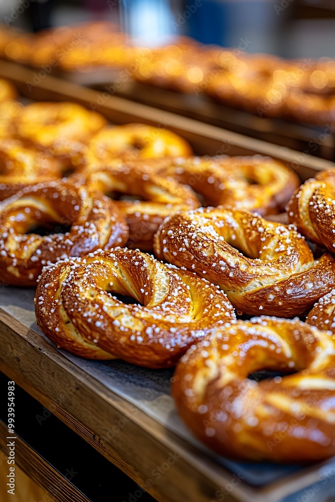 Close-up of Freshly Baked Pretzels with Salt Crystals. Close-up of Freshly Baked Pretzels with Salt Crystals.