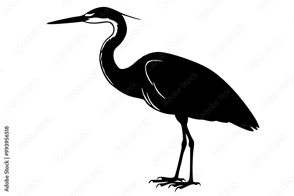 Fototapeta premium heron black silhouette vector illustration