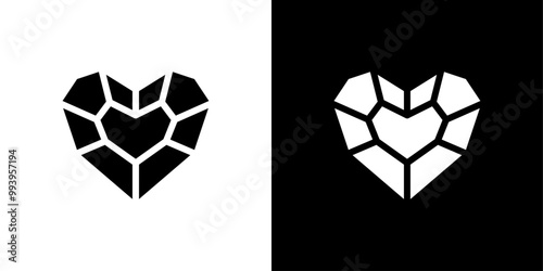 Heart shaped diamond icon set vector illustration