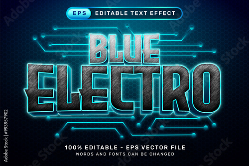 blue electro 3d text effect and editable text effect with cyber background and glow light