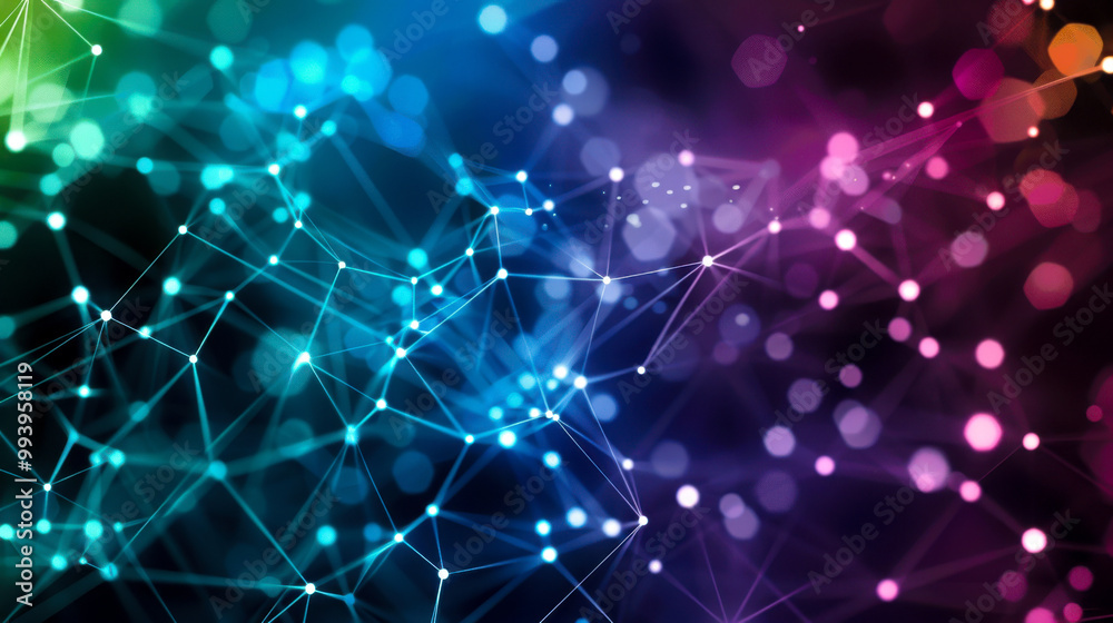 Obraz premium Colorful visualization of connections representing big data, showcasing vibrant colors and intricate patterns that evoke sense of complexity and depth