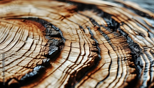 Natures intricate crosscut tree rings showcasing rich wood grain texture for versatile printed materials like brochures and business cards photo