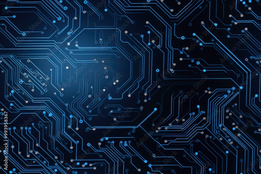 Blue circuit board with connecting lines and dots suitable for tech themed designs, engineering concepts, computers, electronics, innovation, and digital backgrounds. Generative AI Blue circuit board with connecting lines and dots suitable for tech themed designs, engineering concepts, computers, electronics, innovation, and digital backgrounds. Generative AI