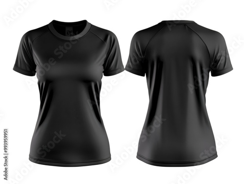 Black T-Shirt Mockup - Front and Back View for Design and Branding photo