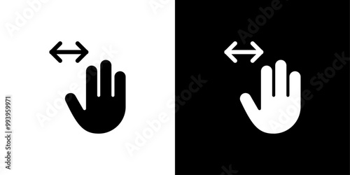 Three fingers horizontal scroll icon set vector illustration