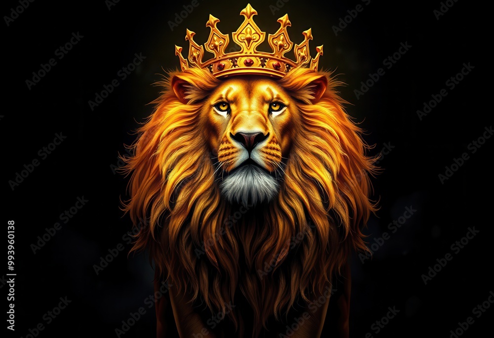 A Majestic Lion with a Golden Crown A Majestic Lion with a Golden Crown