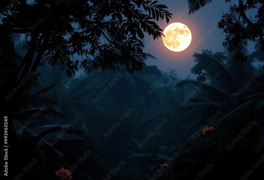 Full Moon Shining Through Rainforest Canopy Full Moon Shining Through Rainforest Canopy