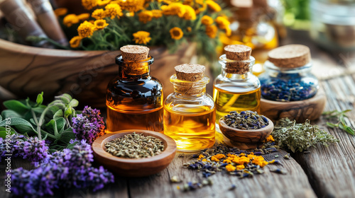 Variety of Spices and Food on Rustic Background in a Cozy Setting