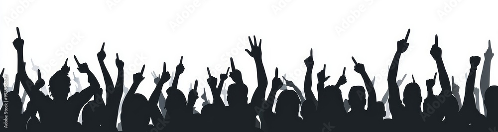 People sitting in the audience at a rock concert in gray silhouettes. People sitting in the audience at a rock concert in gray silhouettes.