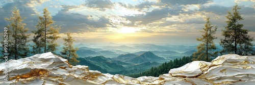 Panorama of Slovakian mountains at sunset, Vrsatec photo