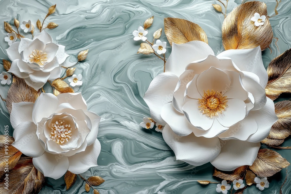 With copyspace in the center, these handmade paper flowers are beautifully colored on a light blue background With copyspace in the center, these handmade paper flowers are beautifully colored on a light blue background