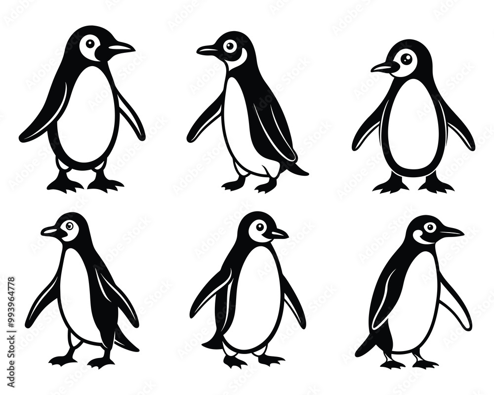 Obraz premium Penguin silhouette design in vector style with a white background