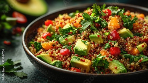 Nutritious Quinoa Salad Bowl with Avocado for Healthy Eating and Meal Prep