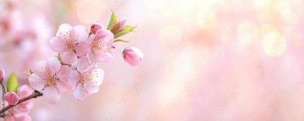 apricot flower tree branches on bright blue bokeh light background with copy space apricot flower tree branches on bright blue bokeh light background with copy space