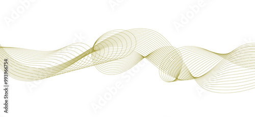 Wave lines gold smooth flowing dynamic isolated on white background. Technology, digital, communication, science, music concept vector background illustration