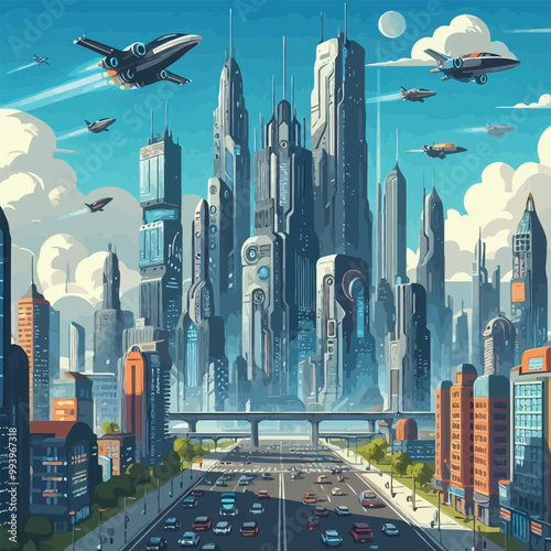 A futuristic city skyline illustration 