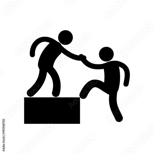 helping another people, friendship, teamwork, collaboration, simple illustration