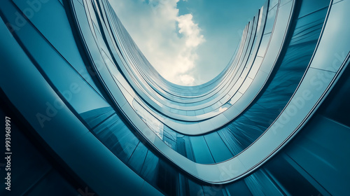 Skyscraper of office building with curve glass window