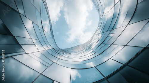 Low angle view of futuristic architecture, Skyscraper of office building 